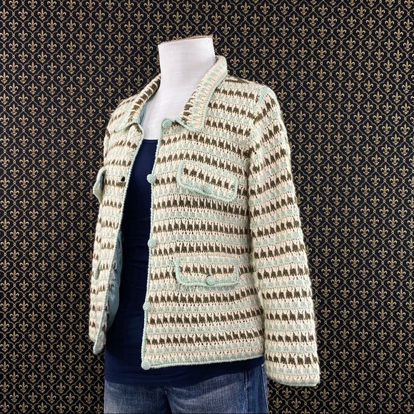 2003 Anthro “Classic Knit Jacket” by HWR Monogram - Picture 7 of 16